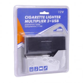 349 р. Разветвитель прикуривателя 3-х гнездовой 12V 1USB черный NOVA BRIGHT NOVA BRIGHT 31858  с доставкой в г. Кемерово. Увеличить фотографию 1