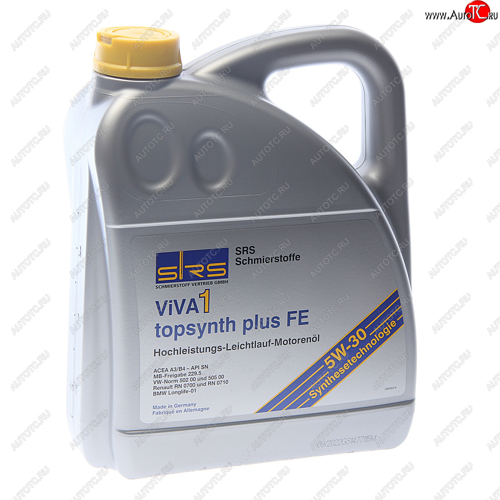 5 399 р. Масло моторное VIVA 1 TOPSYNTH Plus FE 5W30 синт.4л SRS SRS 32917  с доставкой в г. Кемерово