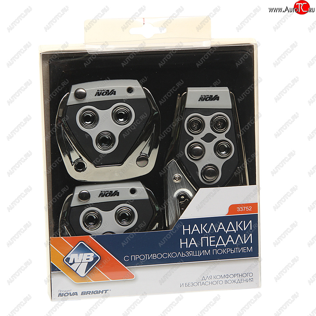 499 р. Накладка педали для МКПП анодированный металл комплект 3шт. NOVA BRIGHT NOVA BRIGHT 33752  с доставкой в г. Кемерово