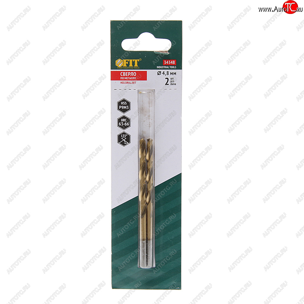 266 р. Сверло по металлу 4.8х86мм HSS (2шт.) Titanium FIT FIT 34348  с доставкой в г. Кемерово