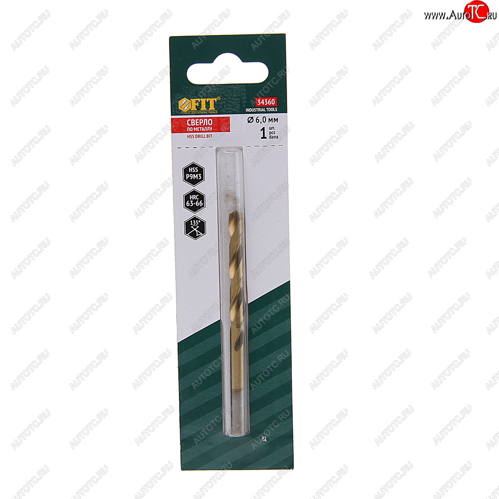 173 р. Сверло по металлу 6.0х93мм HSS Titanium FIT FIT 34360 FIT 34360  с доставкой в г. Кемерово