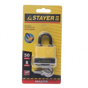 499 р. Замок навесной 50мм всепогодный STAYER STAYER 37140-40  с доставкой в г. Кемерово. Увеличить фотографию 1