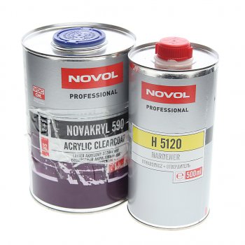 3 269 р. Лак акриловый NOVAKRYL 590 HS 2+1 1л c отвердителем H5120 0.5л NOVOL NOVOL 38091  с доставкой в г. Кемерово. Увеличить фотографию 1