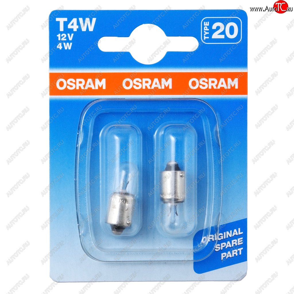 172 р. Лампа 12V T4W BA9s блистер (2шт.) OSRAM OSRAM 3893-02b  с доставкой в г. Кемерово