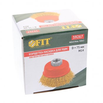 299 р. Кордщетка для УШМ чашка 75мм витая латунь FIT FIT 39267  с доставкой в г. Кемерово. Увеличить фотографию 2