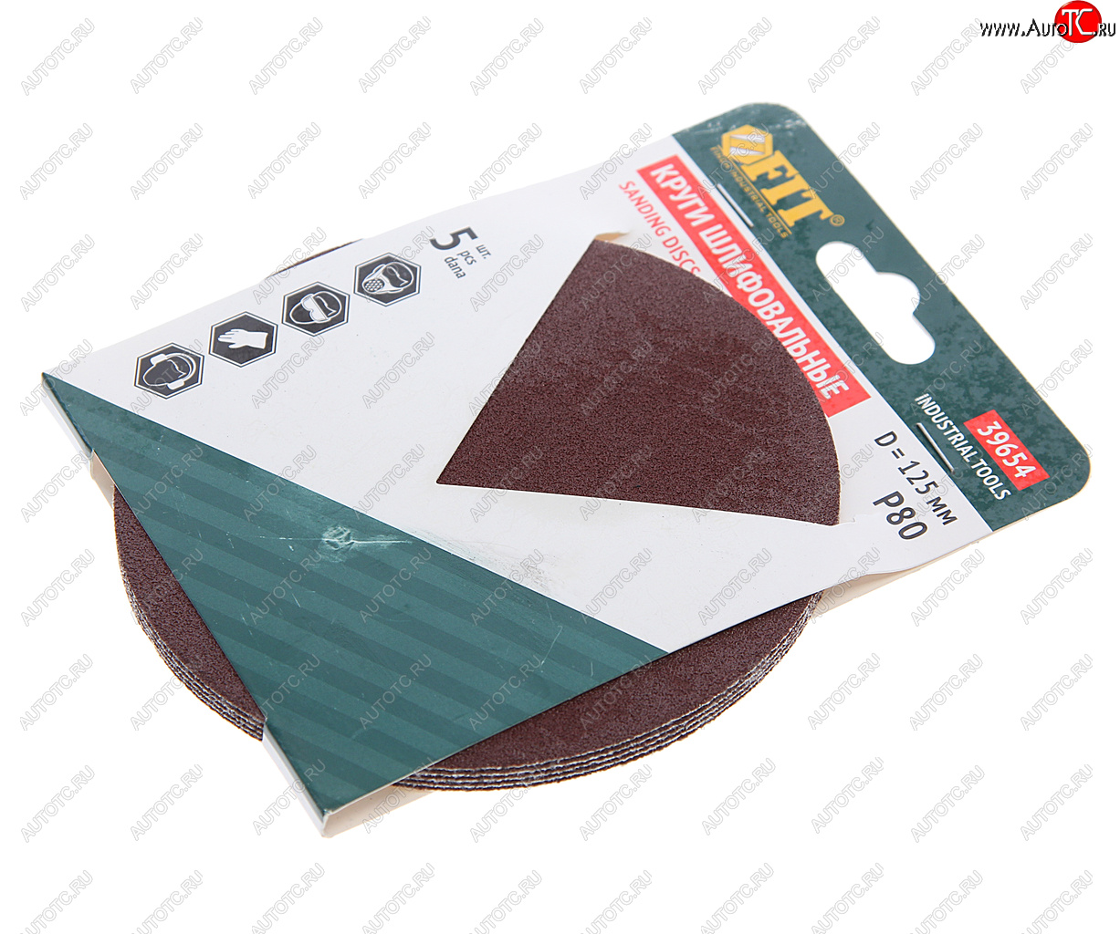 105 р. Бумага наждачная на липучке D125 Р80 5шт. FIT FIT 39654  с доставкой в г. Кемерово