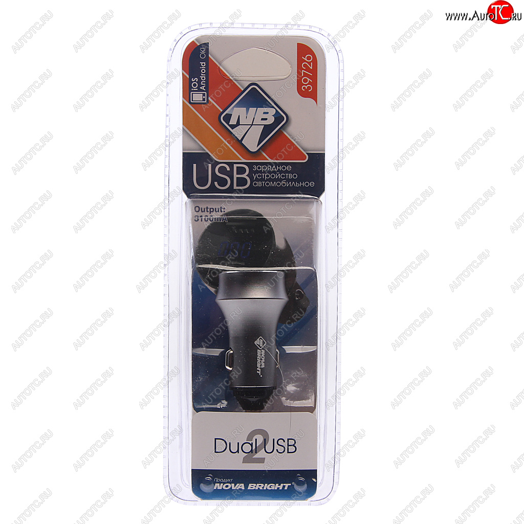 389 р. Устройство зарядное в прикуриватель 2USB 12-24V с вольтметром NOVA BRIGHT NOVA BRIGHT 39726  с доставкой в г. Кемерово