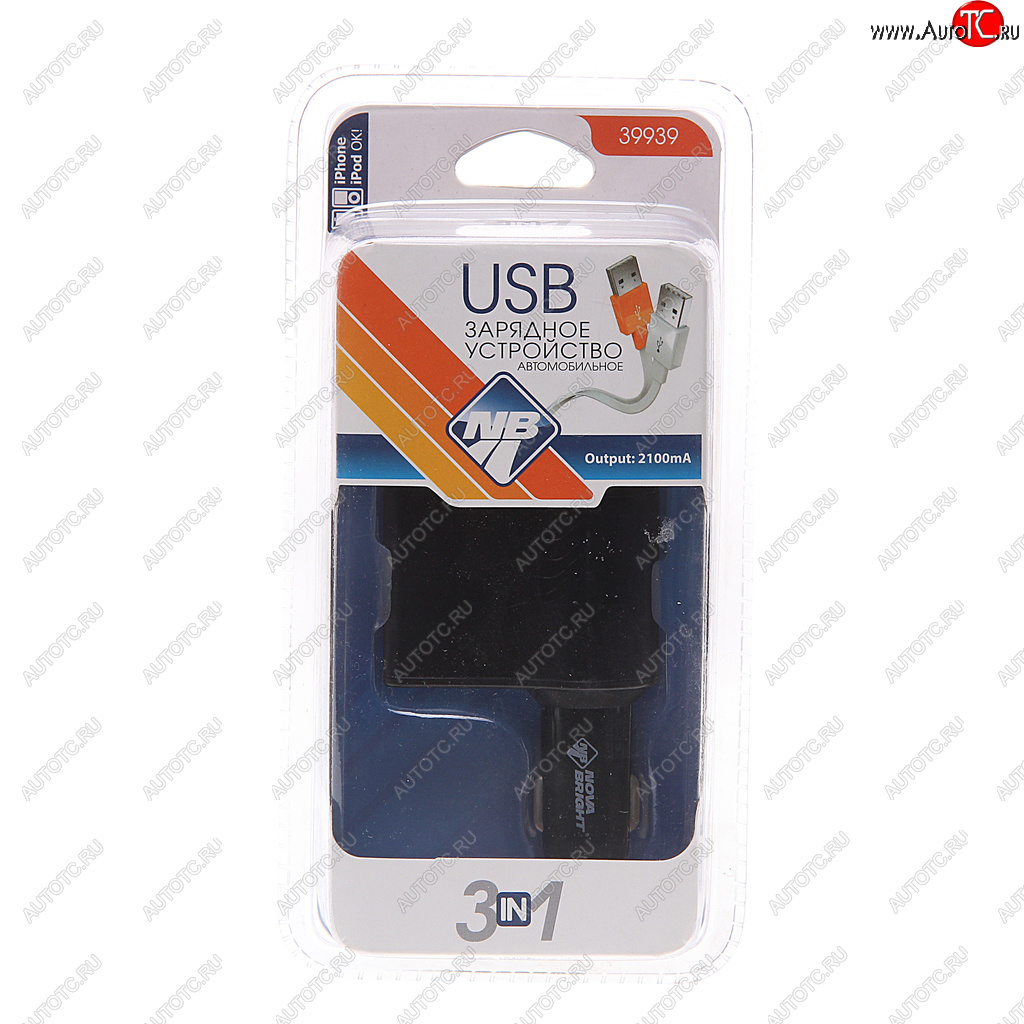 699 р. Разветвитель прикуривателя 1-но гнездовой 12-24V 2USB 2.1A NOVA BRIGHT NOVA BRIGHT 39939  с доставкой в г. Кемерово
