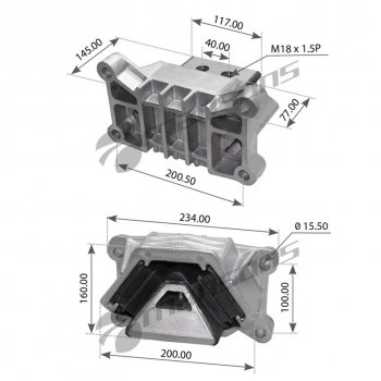 5 899 р. Подушка MAN TGA,TGS,TGX двигателя задняя MANSONS MANSONS 400.571  с доставкой в г. Кемерово. Увеличить фотографию 1