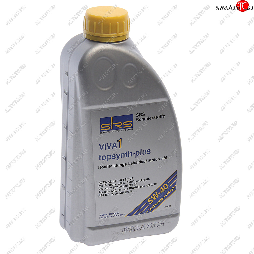 1 559 р. Масло моторное VIVA 1 TOPSYNTH Plus 5W40 синт.1л SRS SRS 4033885001738  с доставкой в г. Кемерово