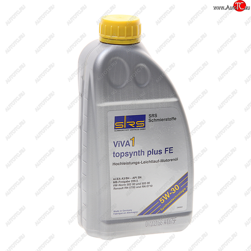 1 459 р. Масло моторное VIVA 1 TOPSYNTH Plus FE 5W30 синт.1л SRS SRS 4033885001868  с доставкой в г. Кемерово
