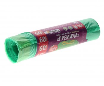 127 р. Мешок для мусора 60л 25мкм 10шт. с завязками PREMIUM PATERRA PATERRA 41040404012404013  с доставкой в г. Кемерово. Увеличить фотографию 1