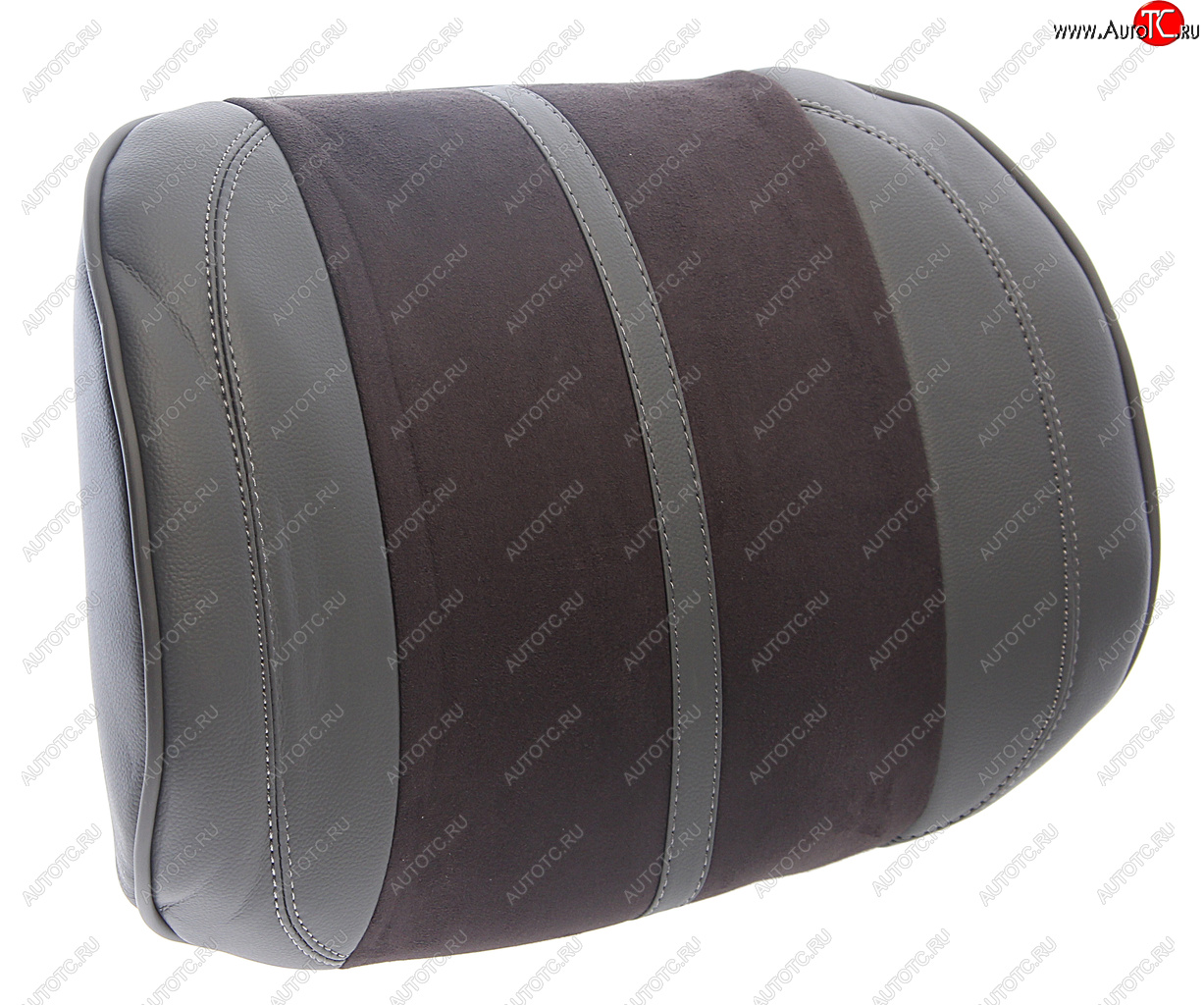 1 589 р. Подушка поясничная экокожа-велюр т.серая-серая Flex M CARFASHION CARFASHION 41567  с доставкой в г. Кемерово