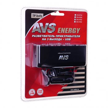 549 р. Разветвитель прикуривателя 3-х гнездовой 12-24V 1USB AVS AVS 43266  с доставкой в г. Кемерово. Увеличить фотографию 1