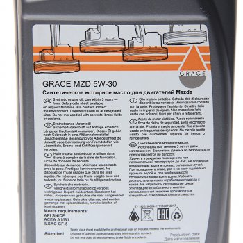 1 029 р. Масло моторное для MAZDA 5W30 синт.1л GRACE GRACE 4603728812618  с доставкой в г. Кемерово. Увеличить фотографию 2