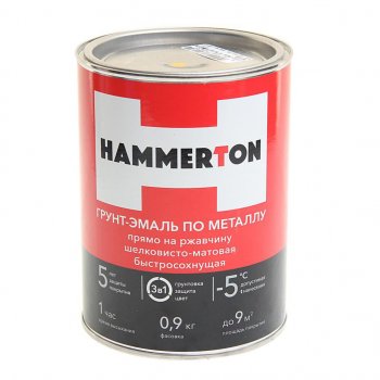 799 р. Грунт-эмаль по ржавчине желтая 0.9л HAMMERTON HAMMERTON 4607808740655  с доставкой в г. Кемерово. Увеличить фотографию 1