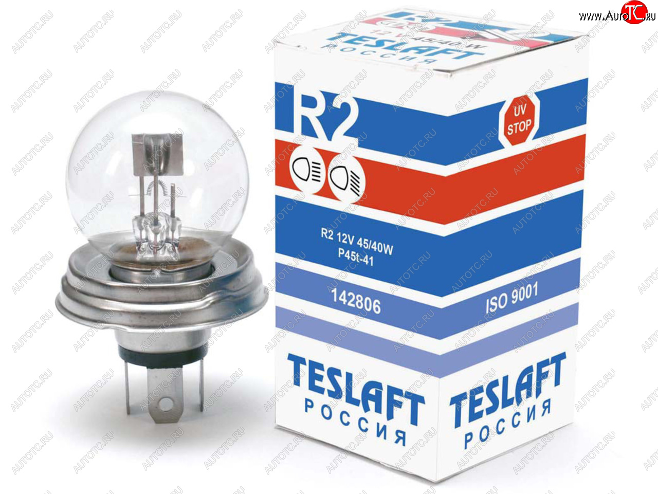 138 р. Лампа 12V R2 4540W P45t-41 1000860лм Стандарт TESLAFT (Россия) TESLAFT 4631111142806  с доставкой в г. Кемерово
