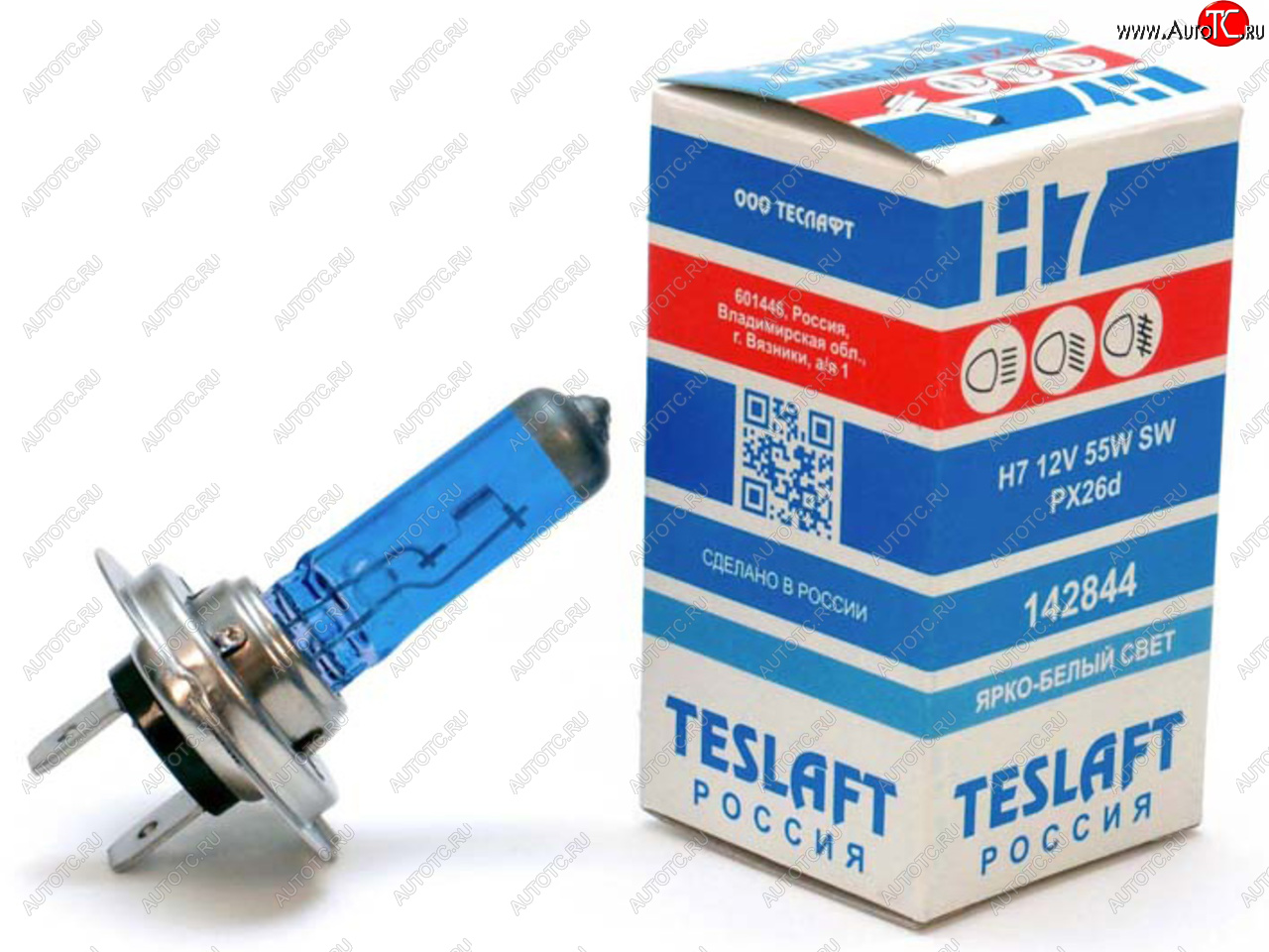 319 р. Лампа 12V H7 100W PX26d 1500лм Super White TESLAFT (Россия) TESLAFT 4631111142844  с доставкой в г. Кемерово