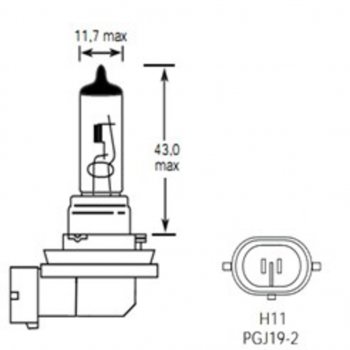 299 р. Лампа 12V H11 55W PGJ19-2 1350лм Стандарт TESLAFT (Россия) TESLAFT 4631111142868  с доставкой в г. Кемерово. Увеличить фотографию 2