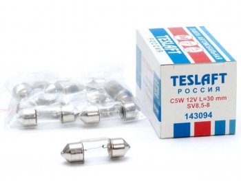 34 р. Лампа 12V C5W SV8.5-8 30мм 40лм TESLAFT (Россия) TESLAFT 4631111143094  с доставкой в г. Кемерово. Увеличить фотографию 1