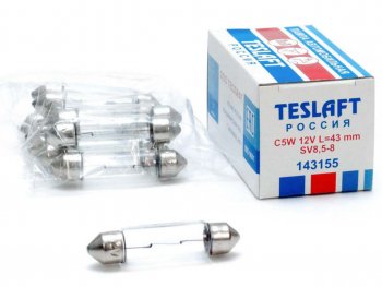 34 р. Лампа 12V C5W SV8.5-8 43мм 60лм TESLAFT (Россия) TESLAFT 4631111143155  с доставкой в г. Кемерово. Увеличить фотографию 1