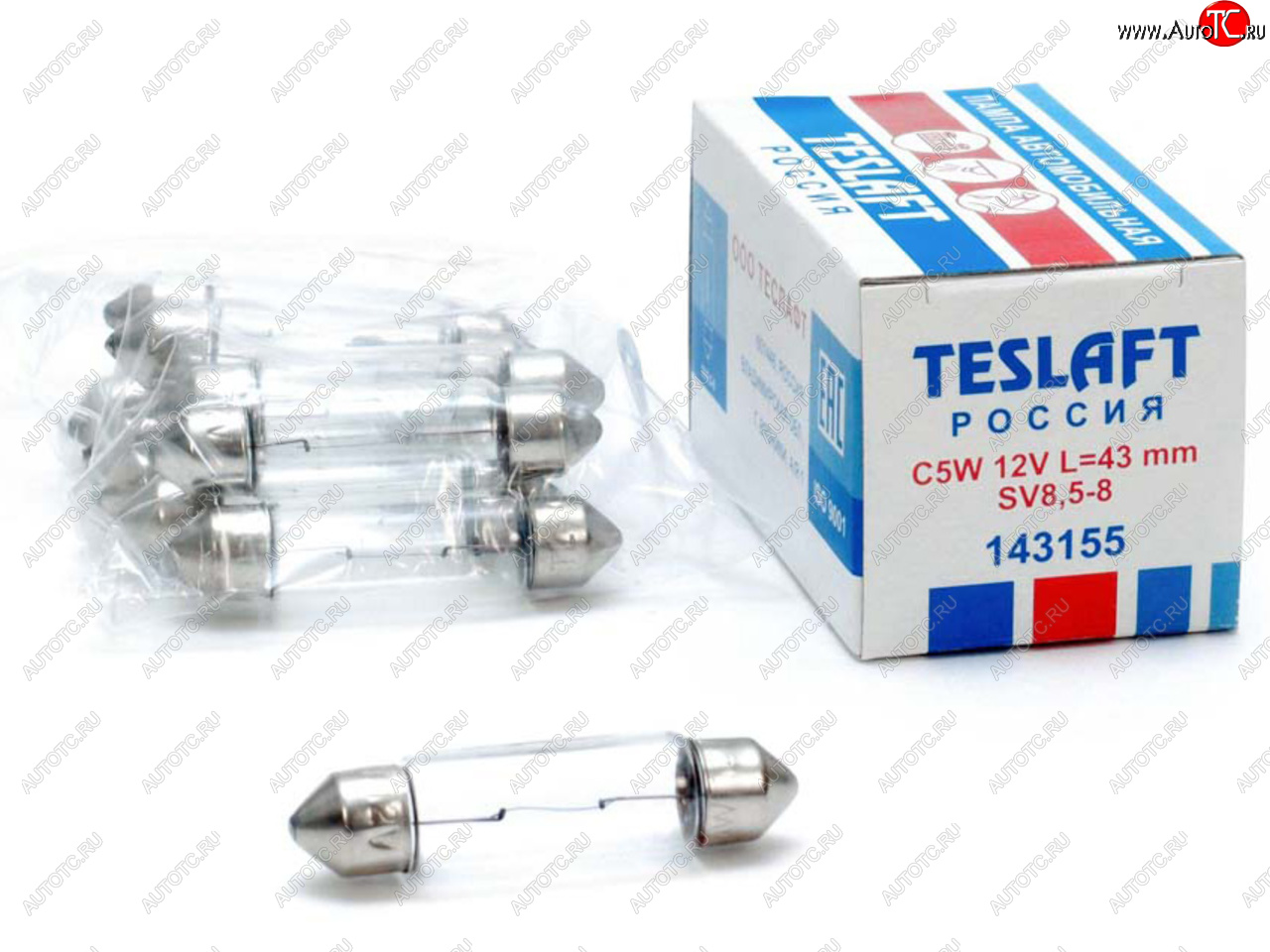 34 р. Лампа 12V C5W SV8.5-8 43мм 60лм TESLAFT (Россия) TESLAFT 4631111143155  с доставкой в г. Кемерово