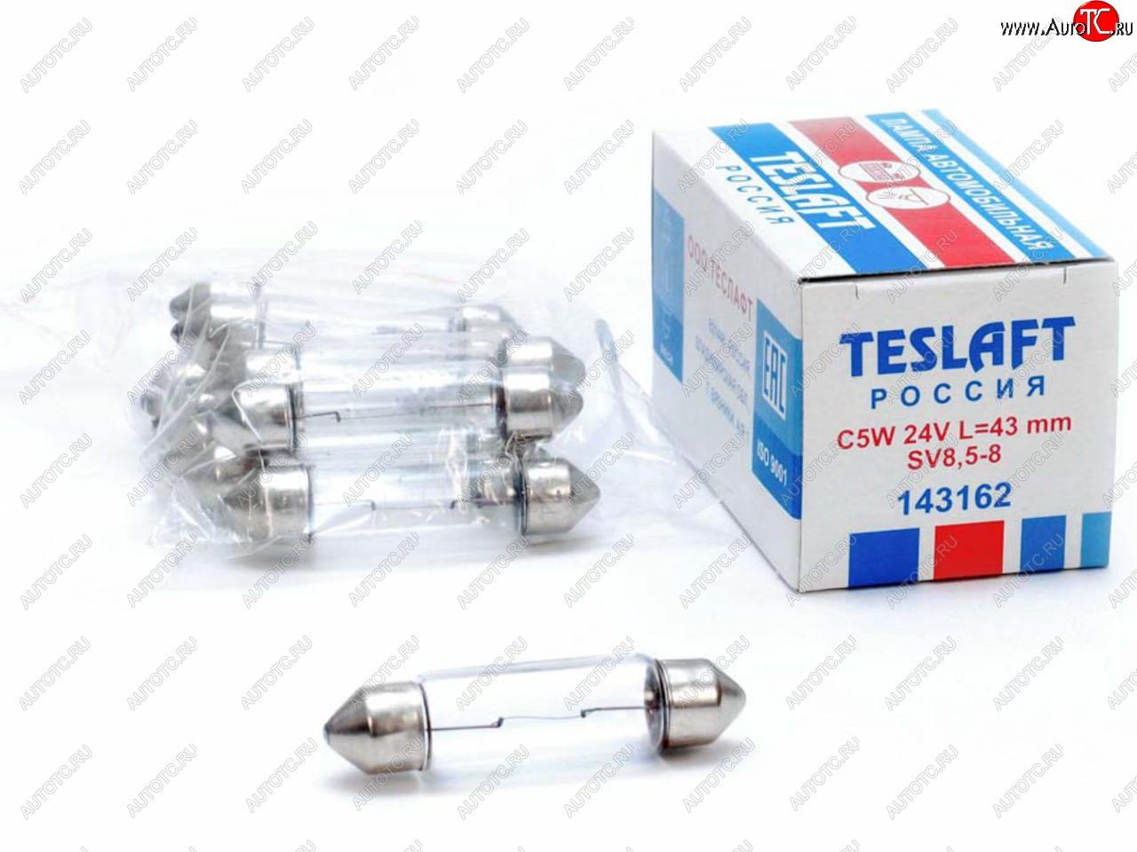 41 р. Лампа 24V C5W SV8.5-8 43мм 60лм TESLAFT (Россия) TESLAFT 4631111143162  с доставкой в г. Кемерово