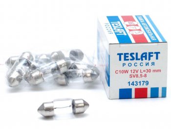 31 р. Лампа 12V C10W SV8.5-8 30мм 110лм TESLAFT (Россия) TESLAFT 4631111143179  с доставкой в г. Кемерово. Увеличить фотографию 1