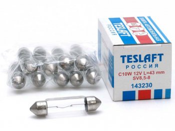 36 р. Лампа 12V C10W SV8.5-8 43мм 110лм TESLAFT (Россия) TESLAFT 4631111143230  с доставкой в г. Кемерово. Увеличить фотографию 1