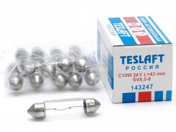 43 р. Лампа 24V C10W SV8.5-8 43мм 110лм TESLAFT (Россия) TESLAFT 4631111143247 TESLAFT 4631111143247  с доставкой в г. Кемерово. Увеличить фотографию 1