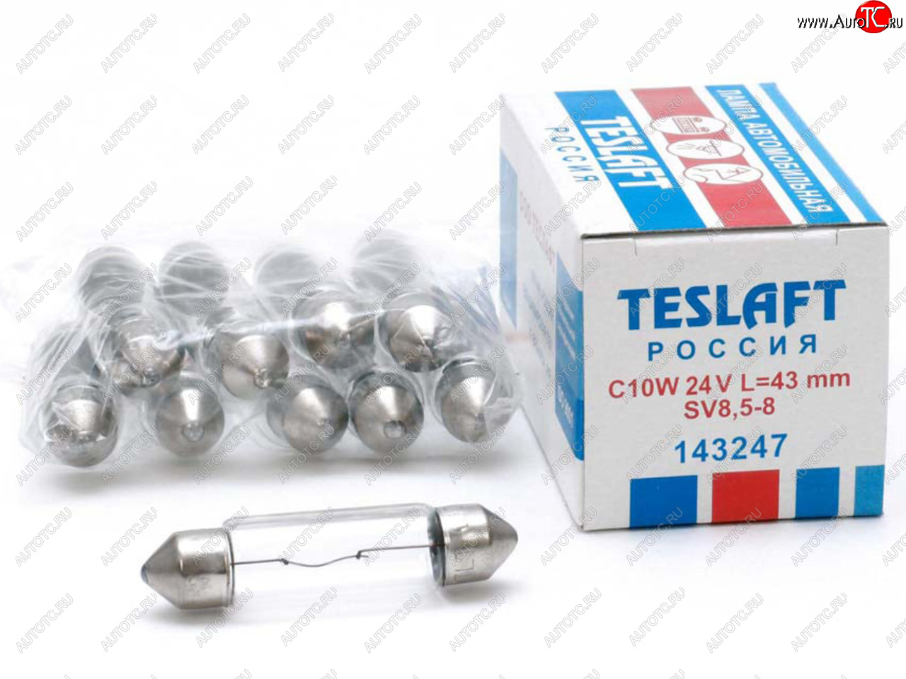43 р. Лампа 24V C10W SV8.5-8 43мм 110лм TESLAFT (Россия) TESLAFT 4631111143247 TESLAFT 4631111143247  с доставкой в г. Кемерово