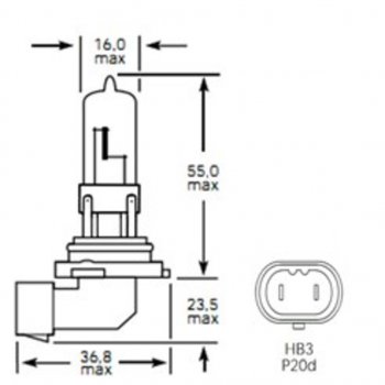 299 р. Лампа 12V HB3 65W P20d 1850лм Стандарт TESLAFT (Россия) TESLAFT 4631111143278  с доставкой в г. Кемерово. Увеличить фотографию 2