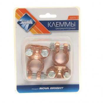 114 р. Клемма АКБ универсальная прямая 2шт. NOVA BRIGHT NOVA BRIGHT 46574  с доставкой в г. Кемерово. Увеличить фотографию 1