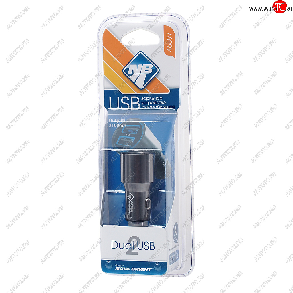 339 р. Устройство зарядное в прикуриватель 2USB 12V 2.1А NOVA BRIGHT NOVA BRIGHT 46897  с доставкой в г. Кемерово