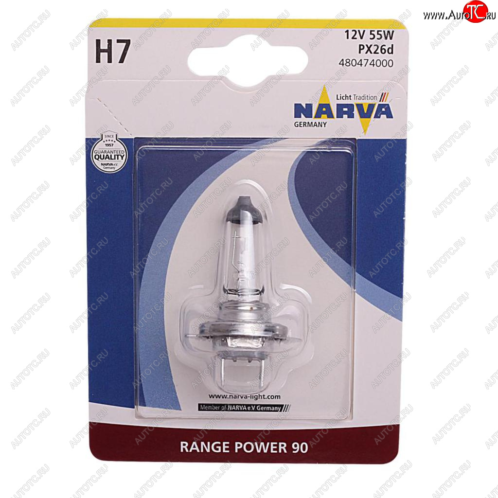 1 039 р. Лампа 12V H7 55W PX26d +90% блистер (1шт.) Range Power NARVA NARVA 480474000  с доставкой в г. Кемерово