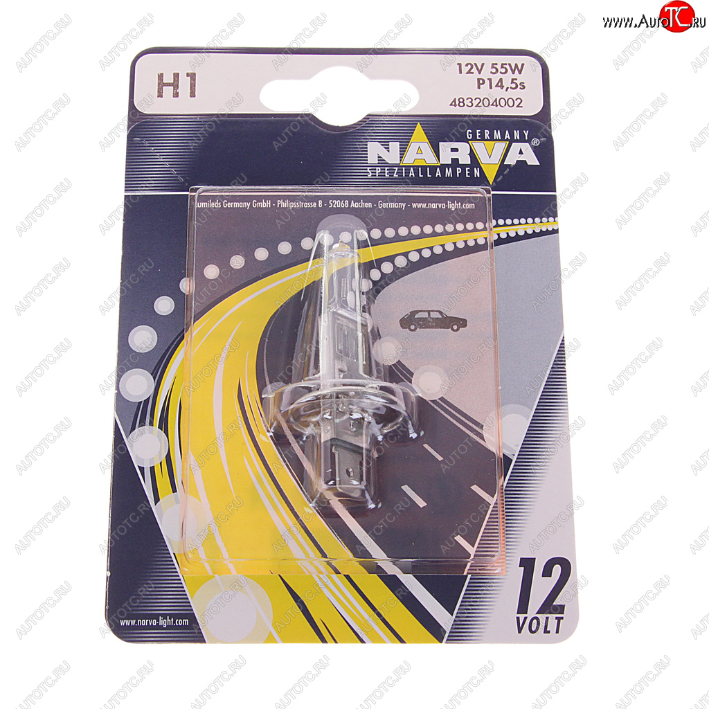204 р. Лампа 12V H1 55W P14.5s блистер (1шт.) Standard NARVA NARVA 483204000  с доставкой в г. Кемерово
