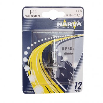 499 р. Лампа 12V H1 55W P14.5s +50% блистер (1шт.) Range Power 50+ NARVA NARVA 483344000  с доставкой в г. Кемерово. Увеличить фотографию 1