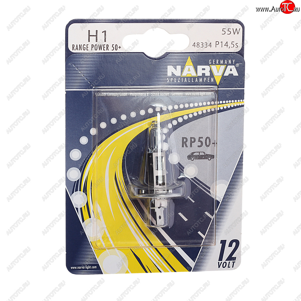 499 р. Лампа 12V H1 55W P14.5s +50% блистер (1шт.) Range Power 50+ NARVA NARVA 483344000  с доставкой в г. Кемерово