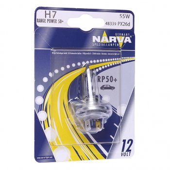 699 р. Лампа 12V H7 55W PX26d +50% блистер (1шт.) Range Power 50+ NARVA NARVA 483394000  с доставкой в г. Кемерово. Увеличить фотографию 1