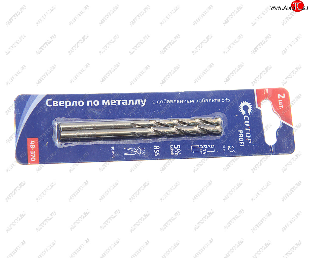 200 р. Сверло по металлу 3.8х75мм HSS Cobalt (2шт.) CUTOP CUTOP 48-370  с доставкой в г. Кемерово