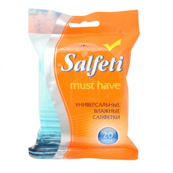 56 р. Салфетка влажная универсальная очищающая SALFETI MUST HAVE (18х15см) в мяг.уп-ке (20шт.) АВАНГАРД АВАНГАРД 48613  с доставкой в г. Кемерово. Увеличить фотографию 1