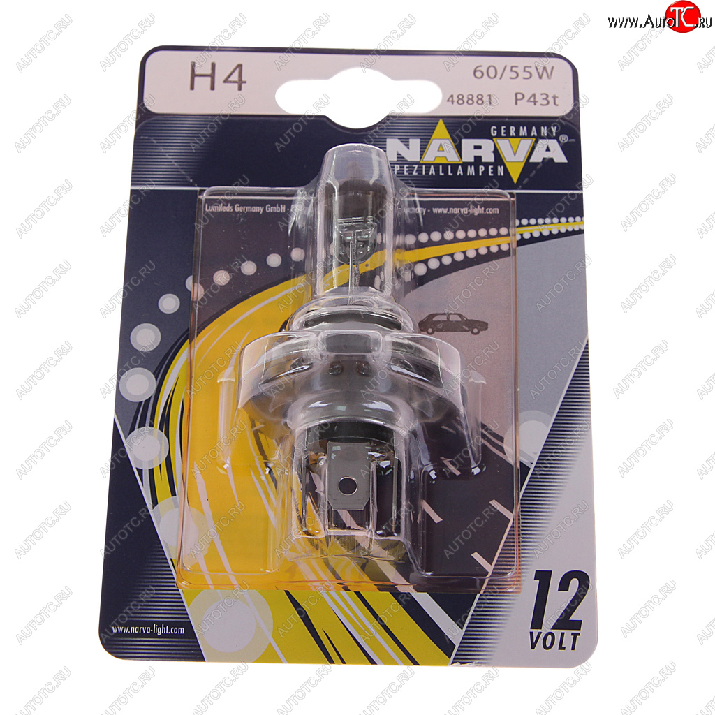 225 р. Лампа 12V H4 6055W P43t-38 блистер (1шт.) Standard NARVA NARVA 488814000  с доставкой в г. Кемерово