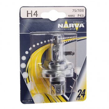 419 р. Лампа 24V H4 7570W P43t-38 блистер (1шт.) Standard NARVA NARVA 488924000  с доставкой в г. Кемерово. Увеличить фотографию 1