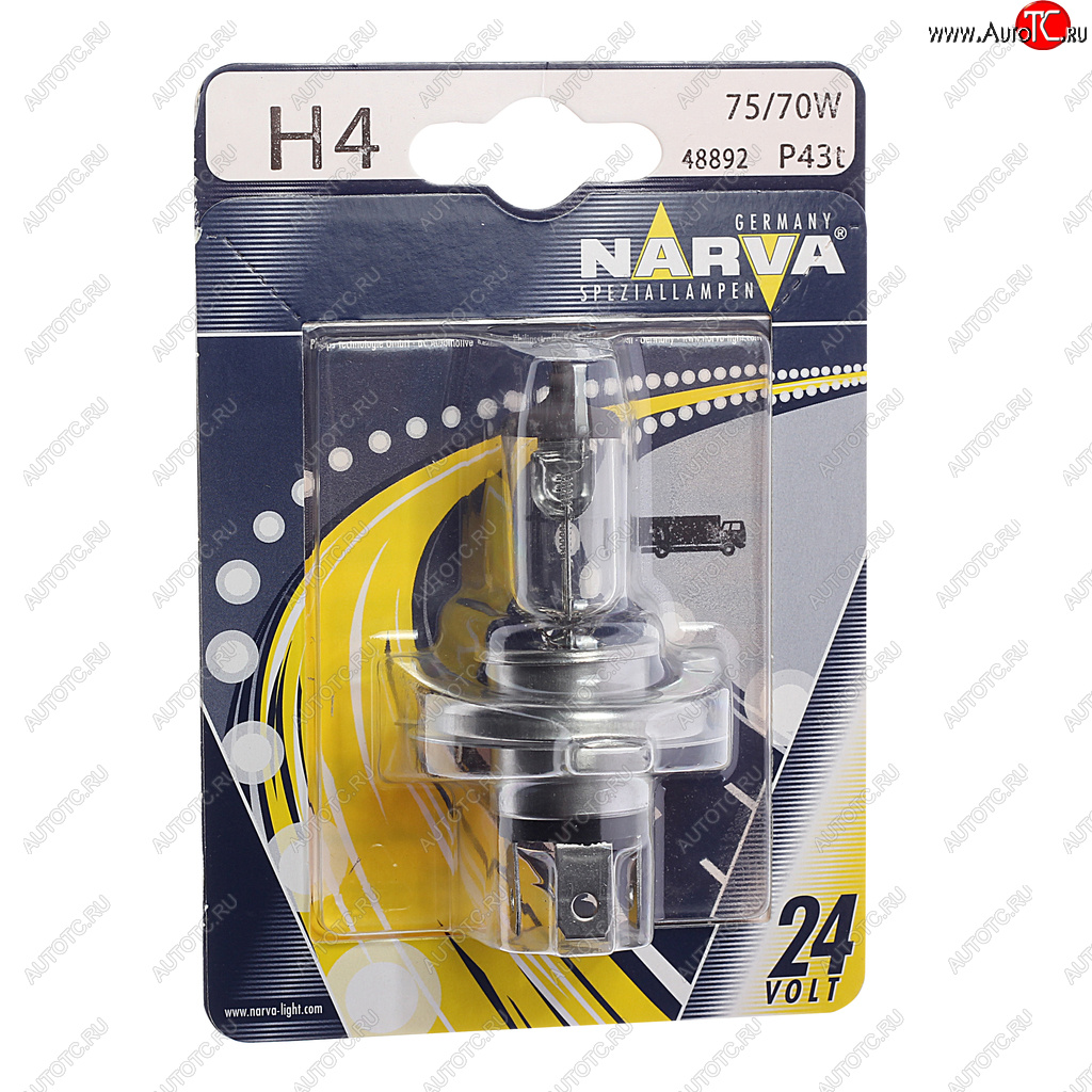 419 р. Лампа 24V H4 7570W P43t-38 блистер (1шт.) Standard NARVA NARVA 488924000  с доставкой в г. Кемерово