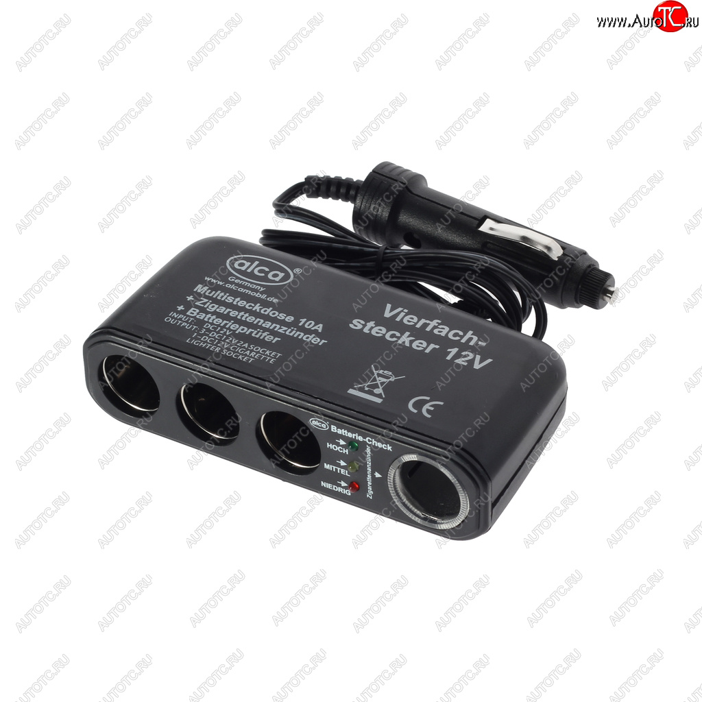1 599 р. Разветвитель прикуривателя 4-х гнездовой 12V ALCA ALCA 510400  с доставкой в г. Кемерово