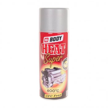 1 169 р. Краска термостойкая до +600C серебристая аэрозоль 400мл HEAT SUPER T418 BODY BODY 5120800000  с доставкой в г. Кемерово. Увеличить фотографию 1