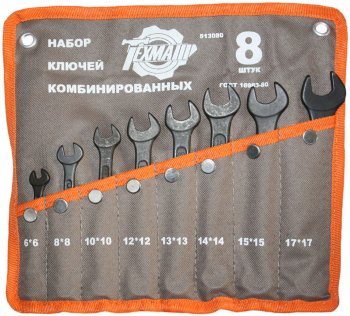 579 р. Набор ключей комбинированных 6-17мм 8 предметов в сумке ТЕХМАШ ТЕХМАШ 513080  с доставкой в г. Кемерово. Увеличить фотографию 1