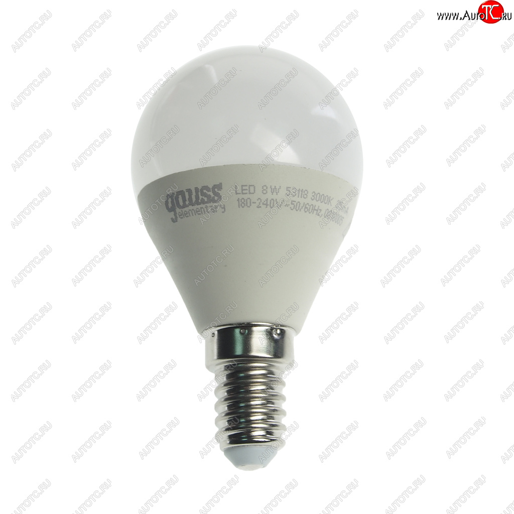 133 р. Лампа светодиодная E14 G45 8W (75W) 220V теплый GAUSS GAUSS 53118  с доставкой в г. Кемерово