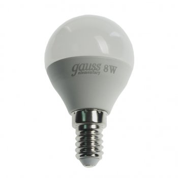 152 р. Лампа светодиодная E14 G45 8W (75W) 220V холодный GAUSS GAUSS 53128  с доставкой в г. Кемерово. Увеличить фотографию 1