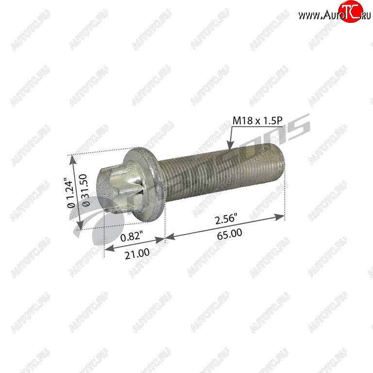 173 р. Болт SAF крепления диска тормозного (M18x1.5x65) MANSONS MANSONS 600.082  с доставкой в г. Кемерово